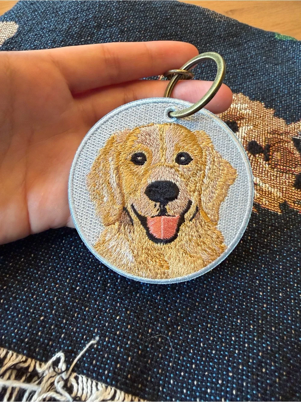 Double-Sided Embroidered Keychain / Bag Charm – Retriever Design